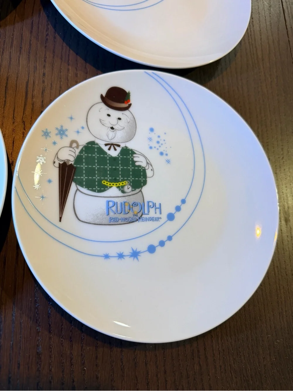 Rudolph the Red Nosed Reindeer Set of 4 Holiday Dessert Ceramic 8” Plates